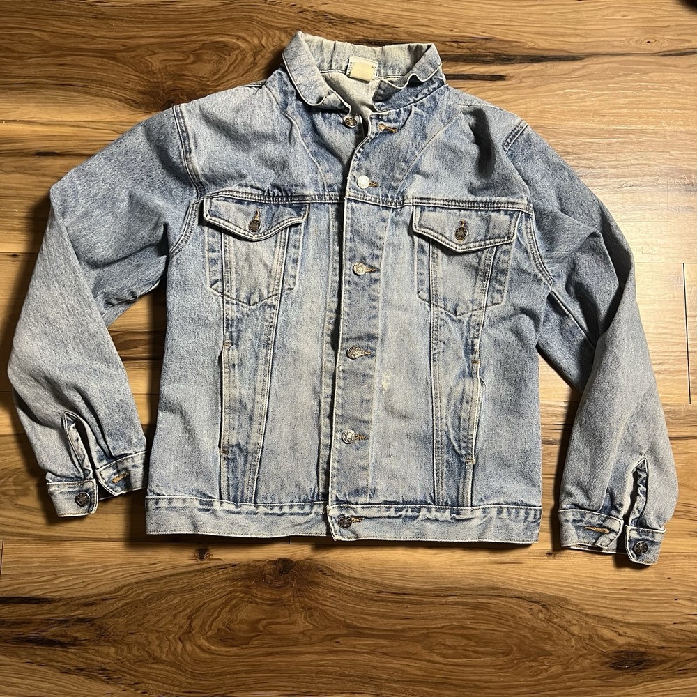 Vintage Denim Express Jean Jacket Women's M trucker Light Wash Button 90s Y2K